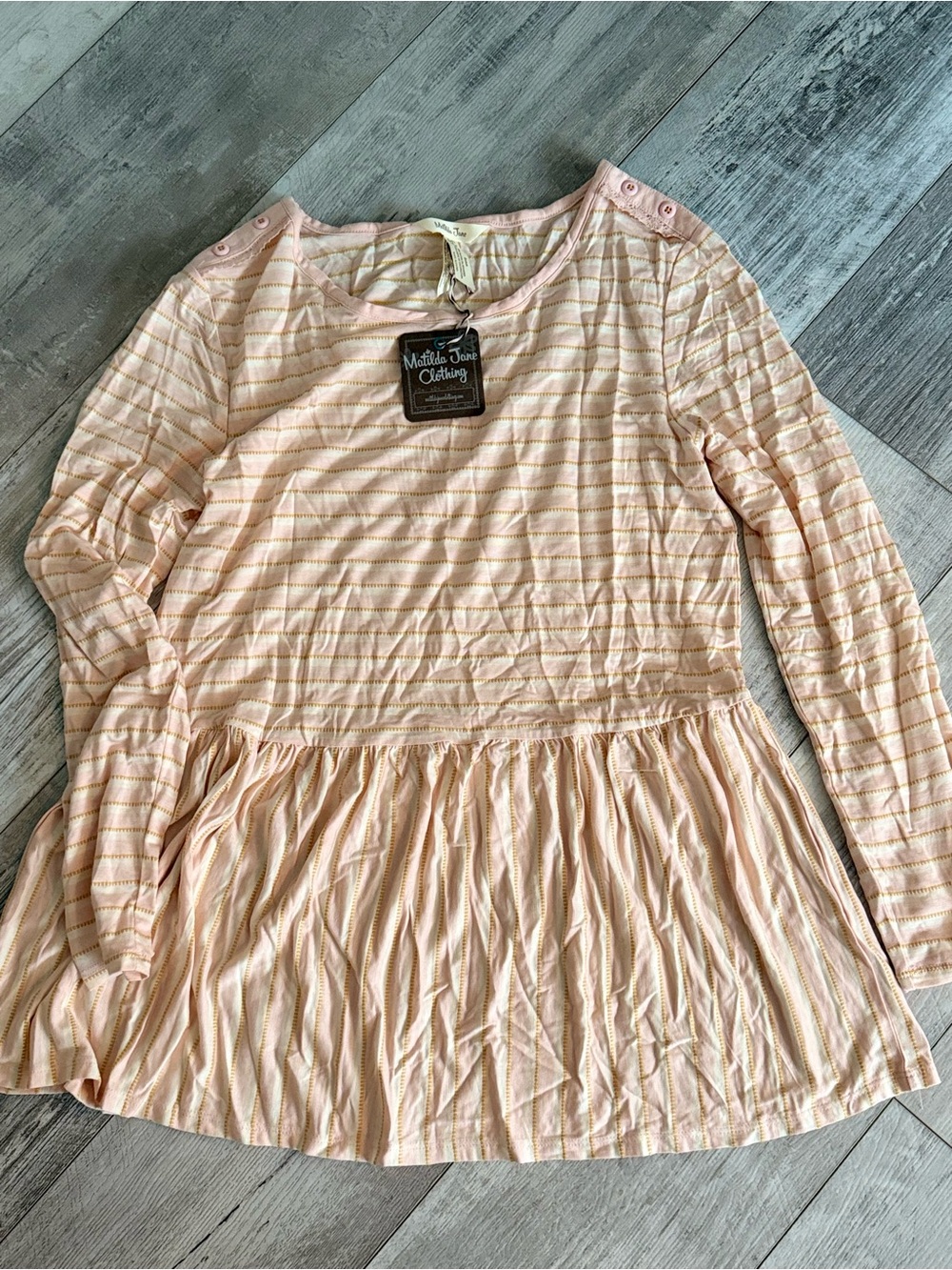Matilda Jane Pink and Gold Striped Casual Top